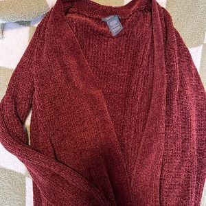 Red chenille cardigan